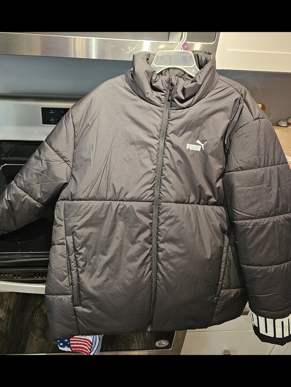 Puma Kids Black Quilted Puffer Jacket